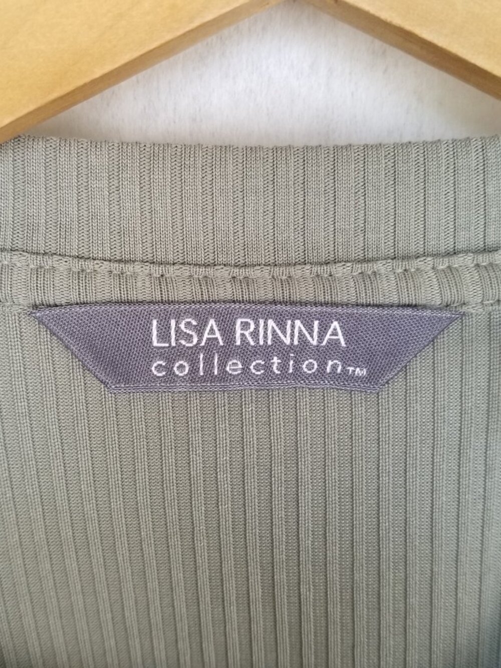 Lisa Rinna Collection Sage Green Ribbed Top Size XL Modal - Picture 3 of 6